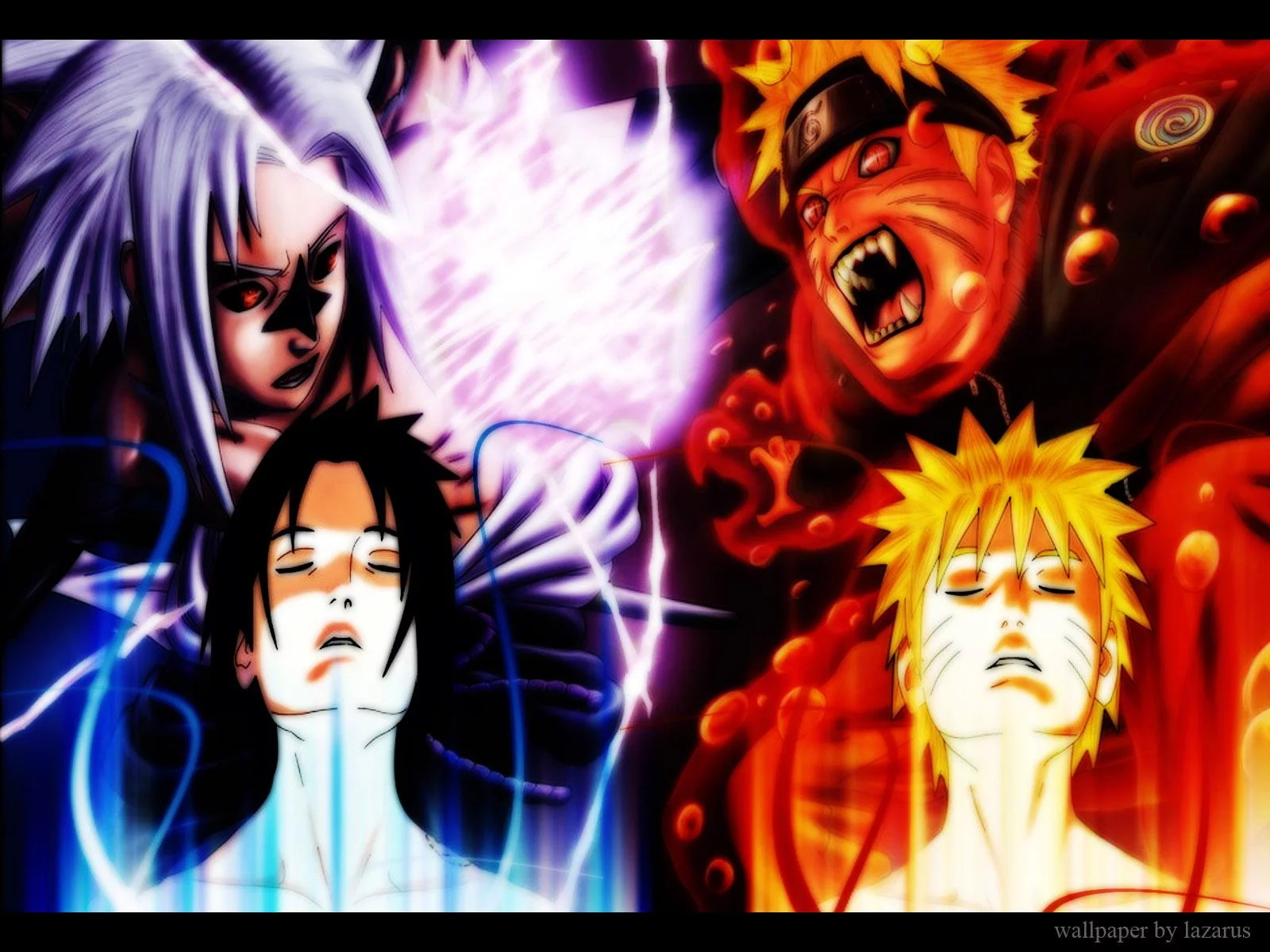 Free Download Naruto Nine Tailed Fox Vs Sasuke Curse Mark Wallpaper Page 102254 (1600 x 1200)