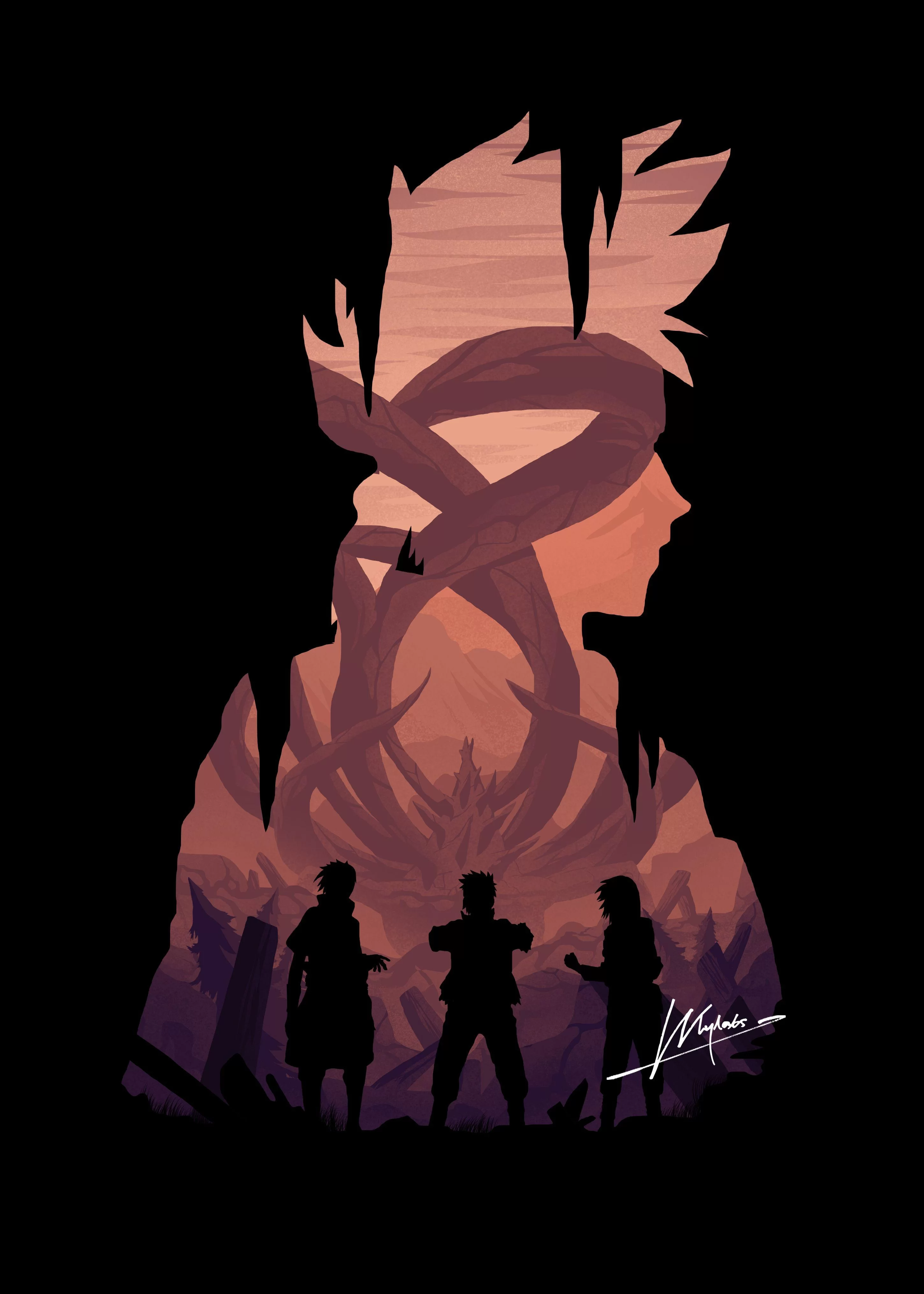 Free Download Naruto Silhouette Wallpaper Obito Madara Sauske Naruto Page 1089549 (2900 x 4060)