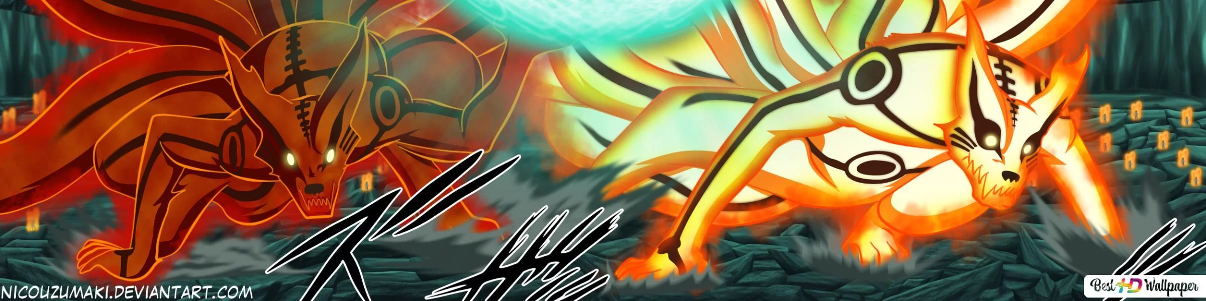 Free Download Naruto Wallpaper Android Susano Vs Kurama Page 1343021 (2400 x 600)