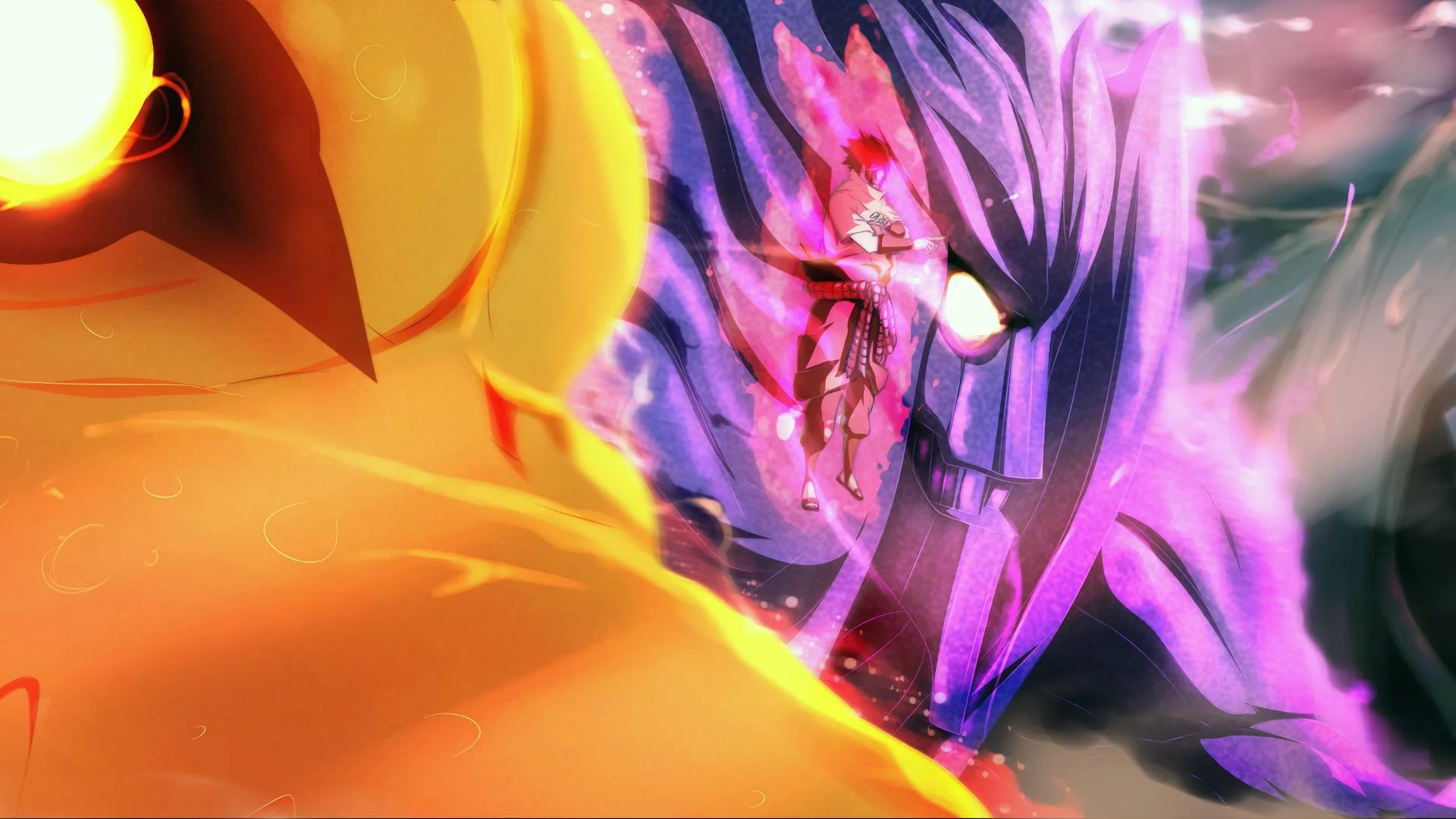 Free Download Sasuke Susanoo Vs Naruto Kyuubi Wallpaper Page 1632724 (1920 x 1080)