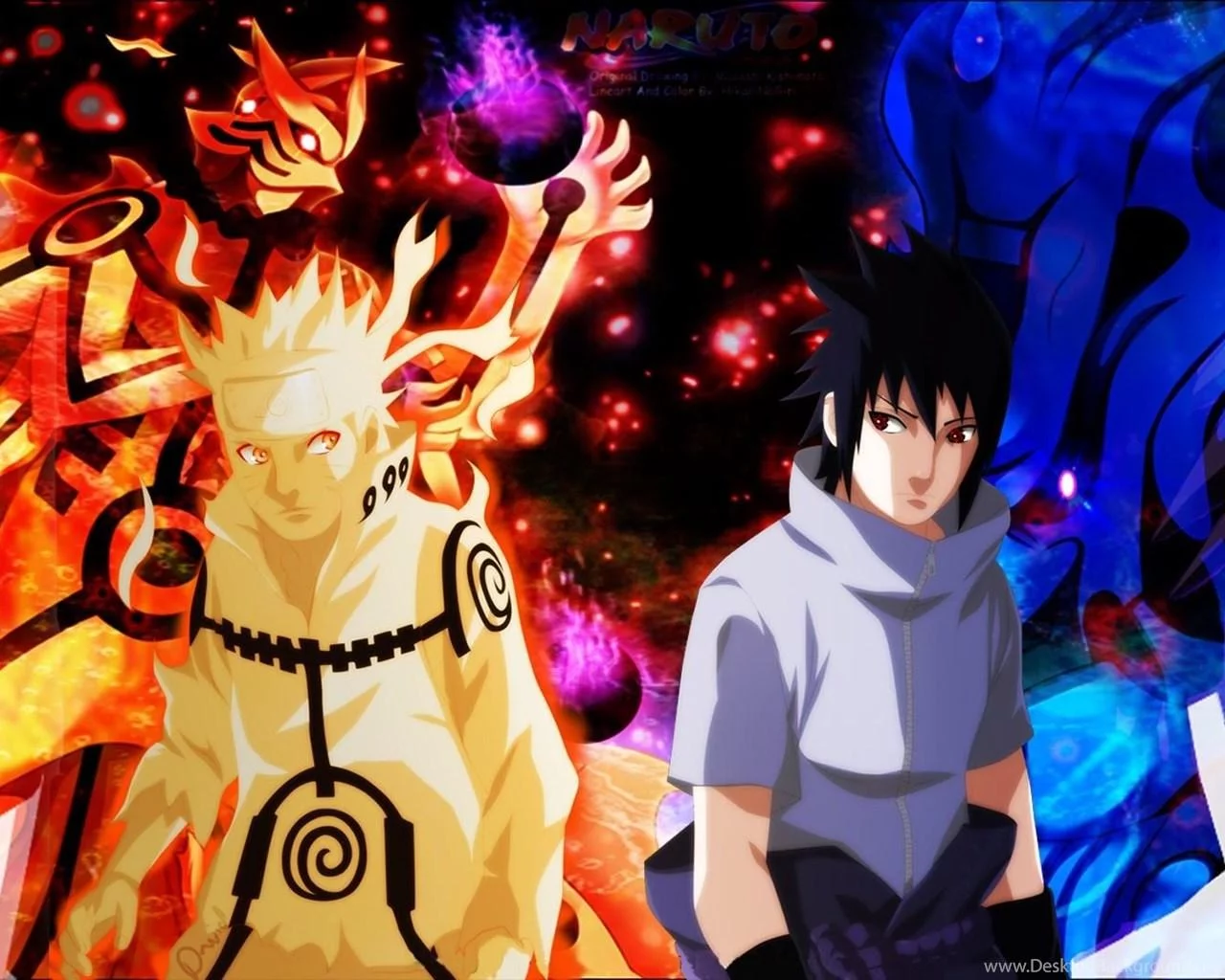 Free Download Wallpaper Naruto Kyubi Vs Sasuke Page 2017024 (1280 x 1024)