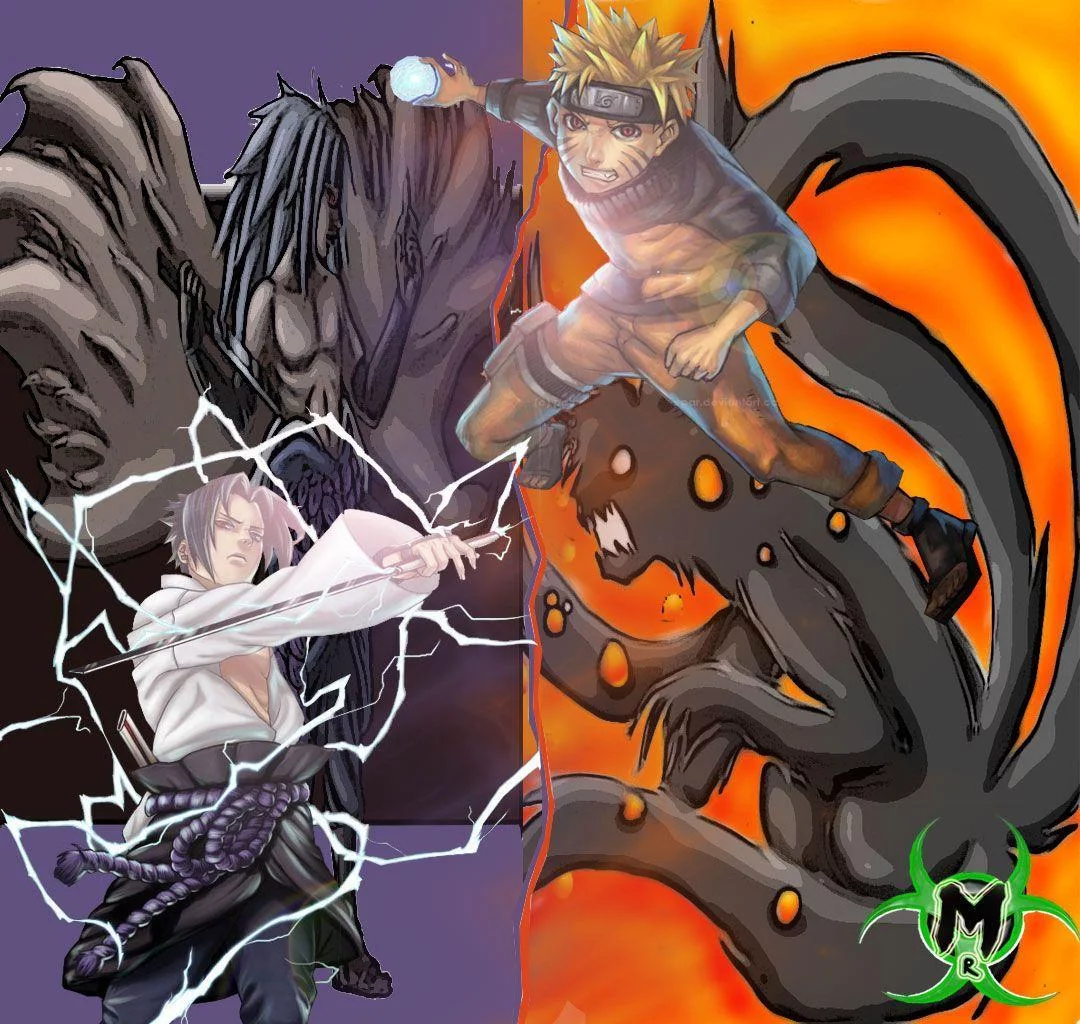 Free Download Wallpaper Naruto Kyubi Vs Sasuke Page 2017046 (1080 x 1024)