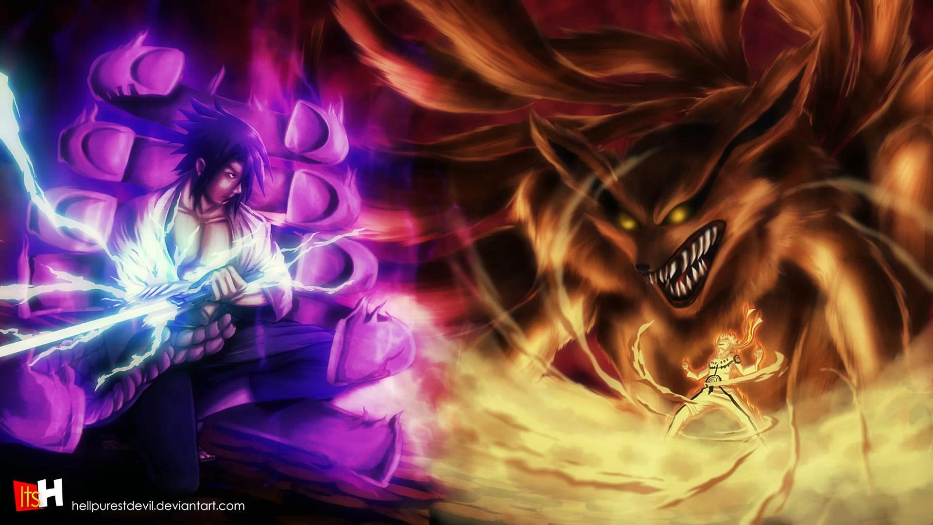 Free Download Kyuubi Naruto Vs Pain Wallpaper Page 340764 (1920 x 1080)