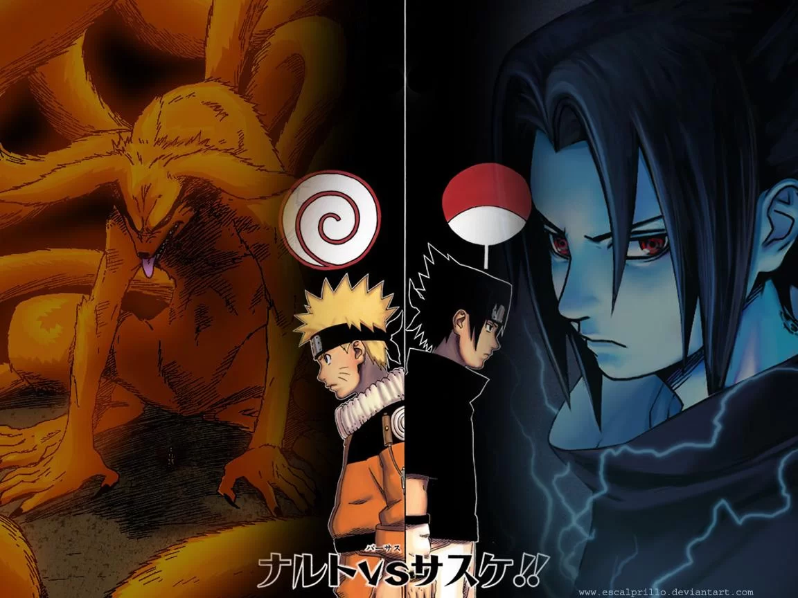 Free Download Naruto Nine Tailed Fox Vs Sasuke Curse Mark Wallpaper Page 780398 (1152 x 864)