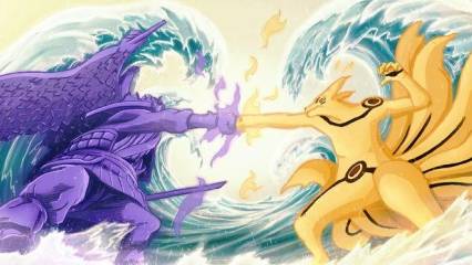 Sasuke Susanoo Vs Naruto Kyuubi Wallpaper
